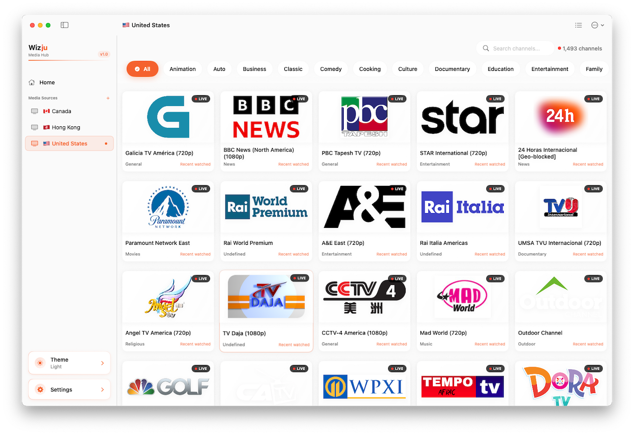 Wizju Best IPTV Player App Interface - HD Streaming Dashboard